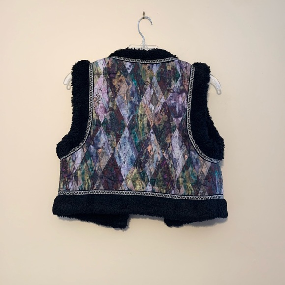 Allison New York quilted black faux fur cropped vest   Size XSTP - Picture 6 of 10
